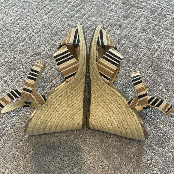 Cole Haan Hart Espadrille Wedge Sandals - Black and Tan, Leather, Size 9B, NWOB - Picture 6 of 13